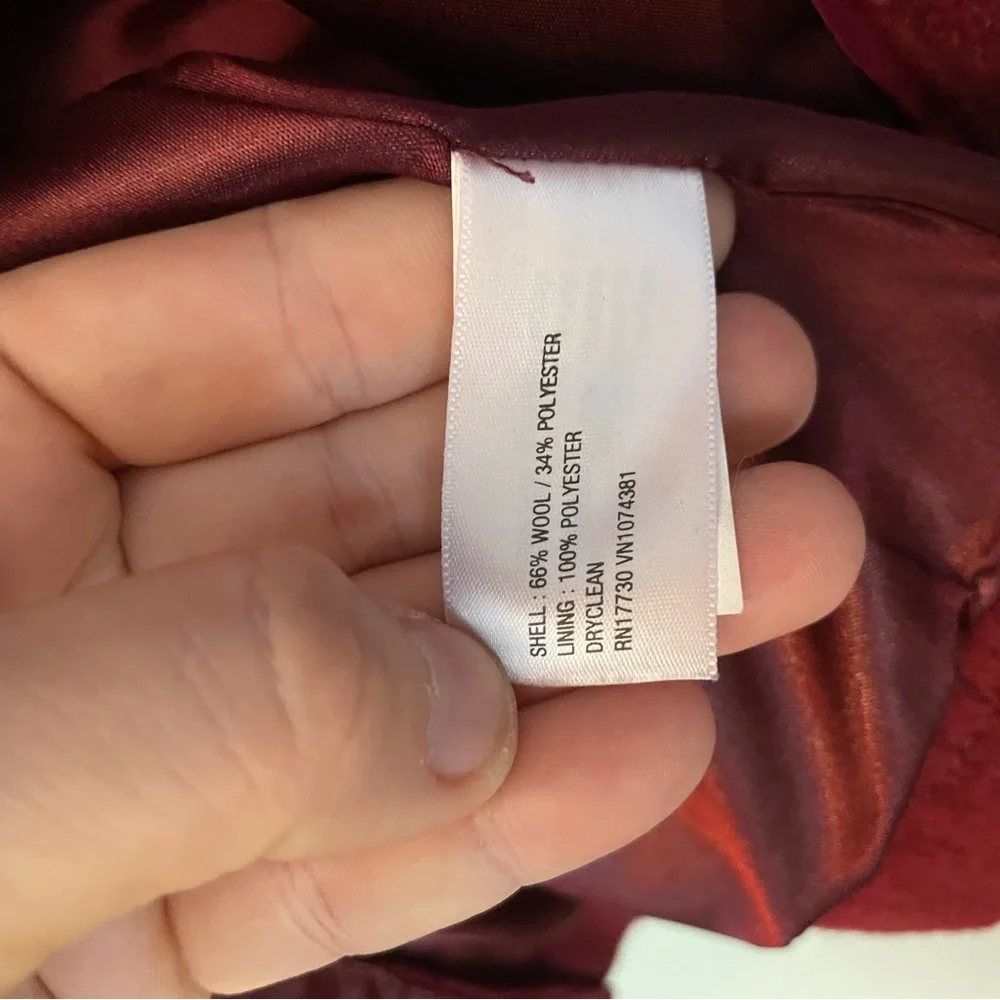3 for $25! Merona Women's‎ Burgundy Double-Breasted Wool Blend Coat, size small